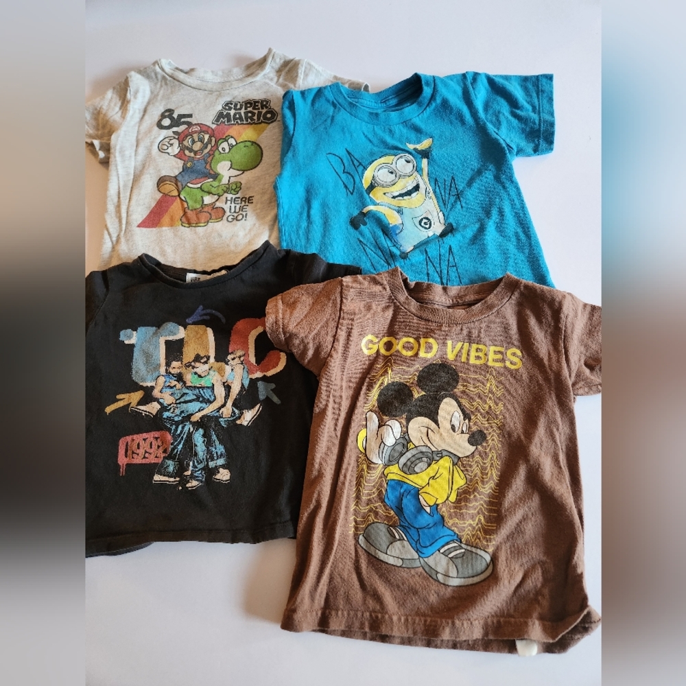 Kids Graphic Retro Tees - T-Shirt Bundle - Assorted Characters And Colors